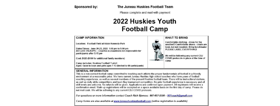 Juneau Huskies 2022 Football Camp